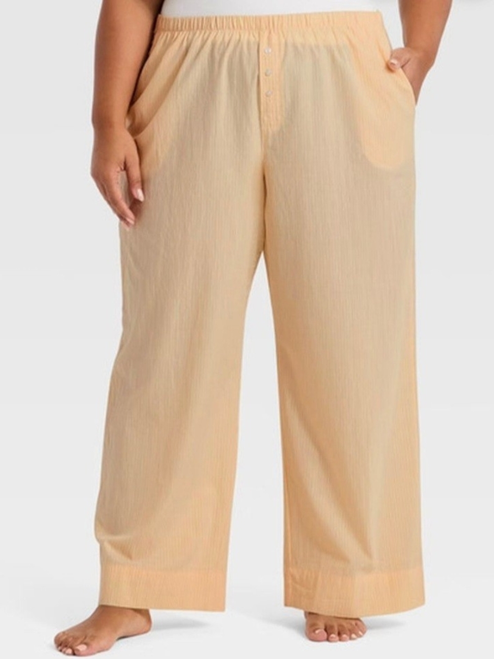 Auden Lightweight Wide-Leg Lounge Pants in Peach